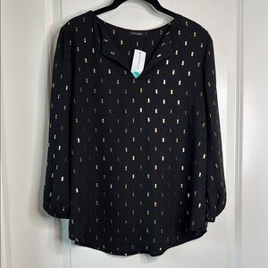 Papermoon Zaylee Black and Gold Foil Print Blouse